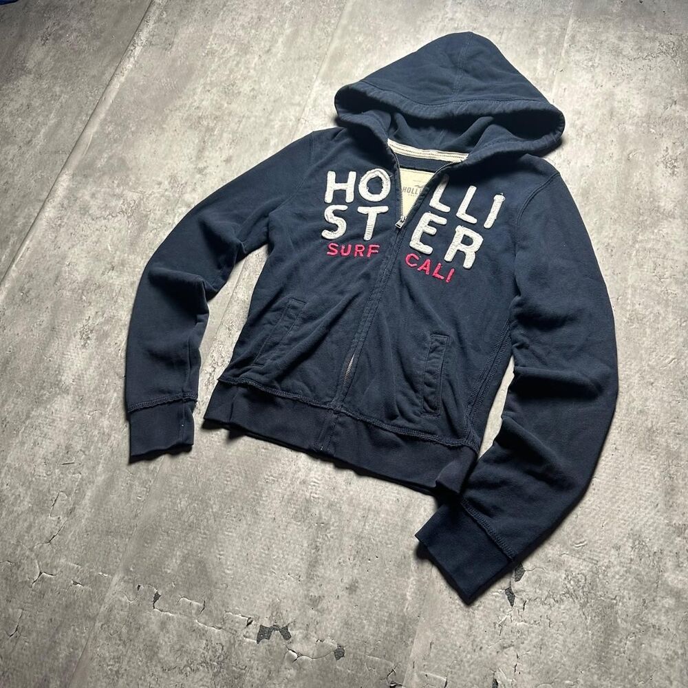Hollister-co Women's Black and Navy Hoodie